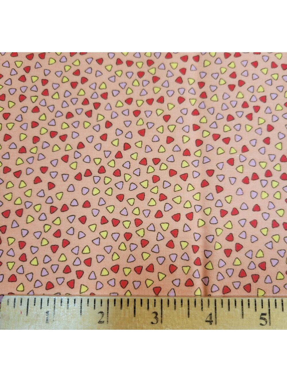 Peach Cotton Fabric 37"x44" Colorful Triangles Quilt Sewing Craft DIY Unbranded